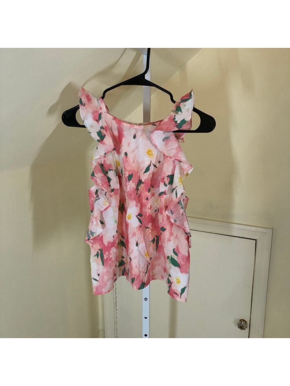 A New Day NWT Women's Pink Floral Ruffle Sleeveless Blouse Size S